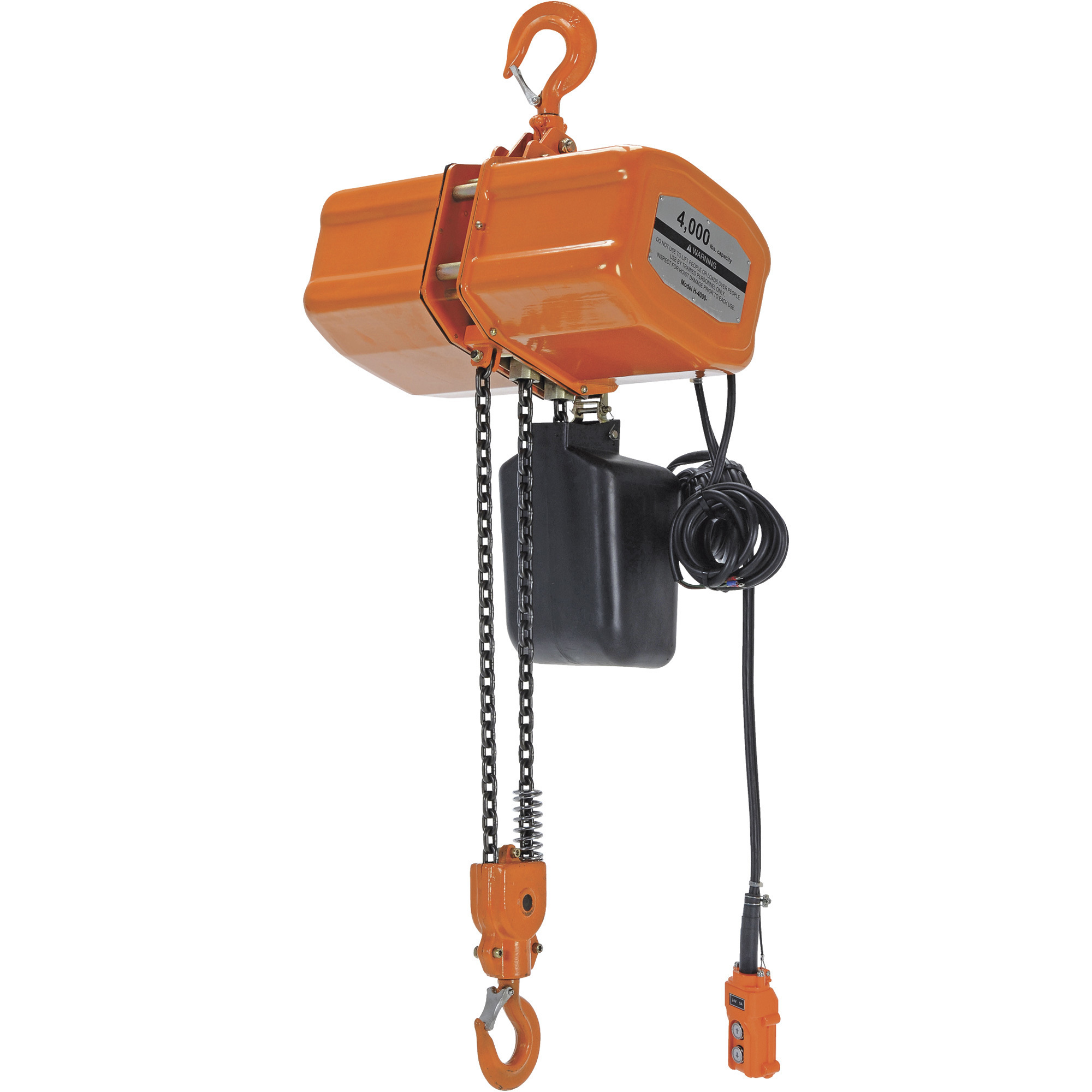 Vestil Economy Chain Hoist with Chain Container - 4,000-Lb. Capacity, 8.5ft./Min. Lift, 24V, 1.2kW Motor, Model# H-4000-1